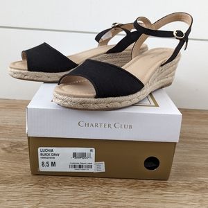 Wedge Platform Sandals - Charter Club, size 8.5, Black 🖤 NEW